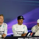 Post race Press Conference and results: 1st Lewis Hamilton (GBR) Mercedes AMG F1, centre. 2nd Nico Rosberg (GER) Mercedes AMG F1, left. 3rd Felipe Massa (BRA) Williams Martini Racing, right. Formula One World Championship, Rd13, Italian Grand Prix, Monza, Italy, Race Day, Sunday, 7 September 2014