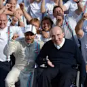 Third placed Felipe Massa (BRA) Williams Martini Racing celebrates with Sir Frank Williams (GBR) Williams Team Owner, and the team. Formula One World Championship, Rd13, Italian Grand Prix, Monza, Italy, Race Day, Sunday, 7 September 2014