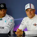 Post qualifying Press Conference and results: 1st Lewis Hamilton (GBR) Mercedes AMG F1, left. 3rd Valtteri Bottas (FIN) Williams Martini Racing, right. Formula One World Championship, Rd13, Italian Grand Prix, Monza, Italy, Qualifying, Saturday, 6 September 2014