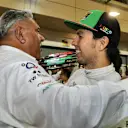 Sergio Perez (MEX) Force India celebrates Dr. Vijay Mallya (IND) Force India Formula One Team Owner. Formula One World Championship, Rd3, Bahrain Grand Prix, Race, Bahrain International Circuit, Sakhir, Bahrain, Sunday, 6 April 2014