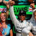 Race winner Lewis Hamilton (GBR) Mercedes AMG F1 celebrates with Step Mother Linda Hamilton (GBR) and Nico Rosberg (GER) Mercedes AMG F1. Formula One World Championship, Rd13, Italian Grand Prix, Monza, Italy, Race Day, Sunday, 7 September 2014