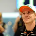 Nico Hulkenberg (GER) Force India F1, in the autograph session. Formula One World Championship, Rd14, Singapore Grand Prix, Marina Bay Street Circuit, Singapore, Preparations, Thursday, 18 September 2014