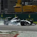 Nico Rosberg (GER) Mercedes AMG F1 W05 goes straight on at the first chicane and Lewis Hamilton (GBR) Mercedes AMG F1 W05 takes the lead. Formula One World Championship, Rd13, Italian Grand Prix, Monza, Italy, Race Day, Sunday, 7 September 2014