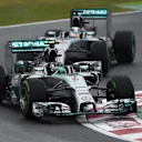 Nico Rosberg (GER) Mercedes AMG F1 W05 leads Lewis Hamilton (GBR) Mercedes AMG F1 W05. Formula One World Championship, Rd15, Japanese Grand Prix, Race, Suzuka, Japan, Sunday, 5 October 2014