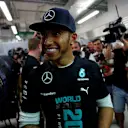 Race winner Lewis Hamilton (GBR) Mercedes AMG F1 celebrates. Formula One World Championship, Rd16, Russian Grand Prix, Race, Sochi Autodrom, Sochi, Krasnodar Krai, Russia, Sunday, 12 October 2014