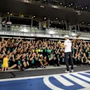 Nico Rosberg (GER) Mercedes AMG F1 celebrates with the team. Formula One World Championship, Rd19, Abu Dhabi Grand Prix, Race, Yas Marina Circuit, Abu Dhabi, UAE, Sunday, 23 November 2014