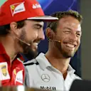 Fernando Alonso (ESP) Ferrari and Jenson Button (GBR) McLaren in the Press Conference. Formula One World Championship, Rd19, Abu Dhabi Grand Prix, Preparations, Yas Marina Circuit, Abu Dhabi, UAE, Thursday, 20 November 2014 © Sutton Images. No reproduction without permission