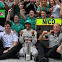 Lewis Hamilton (GBR) Mercedes AMG F1 and Nico Rosberg (GER) Mercedes AMG F1 celebrate with the team. Formula One World Championship, Rd2, Malaysian Grand Prix, Race, Sepang, Malaysia, Sunday, 30 March 2014