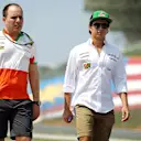 Sergio Perez (MEX) Force India walks the track with Gianpiero Lambiase (ITA) Force India Formula One Team Engineer. Formula One World Championship, Rd2, Malaysian Grand Prix, Preparations, Sepang, Malaysia, Thursday, 27 March 2014