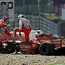 Adrian Sutil (GER) Spyker F8-VII crashes. Formula One World Championship, Rd 14, Belgian Grand Prix, Practice Day, Spa-Francorchamps, Belgium, Friday, 14 September 2007