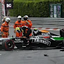 Sergio Perez (MEX) Force India VJM07 crashed on lap one. Formula One World Championship, Rd6, Monaco Grand Prix, Race, Monte-Carlo, Monaco, Sunday, 25 May 2014