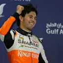 Sergio Perez (MEX) Force India celebrates on the podium. Formula One World Championship, Rd3, Bahrain Grand Prix, Race, Bahrain International Circuit, Sakhir, Bahrain, Sunday, 6 April 2014