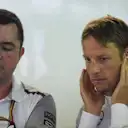 Eric Boullier (FRA) McLaren Racing Director and Jenson Button (GBR) McLaren. Formula One World Championship, Rd6, Monaco Grand Prix, Practice, Monte-Carlo, Monaco, Thursday, 22 May 2014