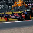 The car of Jean-Eric Vergne (FRA) Scuderia Toro Rosso STR9 is recovered in FP2. Formula One World Championship, Rd9, British Grand Prix, Practice, Silverstone, England, Friday, 4 July 2014