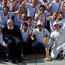 Frank Williams (GBR) Williams Team Owner and the team celebrates third place for Valtteri Bottas (FIN) Williams and fourth place for Felipe Massa (BRA) Williams. Formula One World Championship, Rd8, Austrian Grand Prix, Race, Spielberg, Austria, Sunday, 22 June 2014
