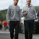 Jenson Button (GBR) McLaren and Dave Redding (GBR) McLaren. Formula One World Championship, Rd12, Belgian Grand Prix, Practice, Spa-Francorchamps, Belgium, Friday, 22 August 2014