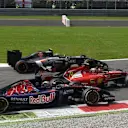 Esteban Gutierrez (MEX) Sauber C33, Kimi Raikkonen (FIN) Ferrari F14 T and Jean-Eric Vergne (FRA) Scuderia Toro Rosso STR9 at the start of the race. Formula One World Championship, Rd13, Italian Grand Prix, Monza, Italy, Race Day, Sunday, 7 September 2014