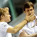 Race retiree Nico Rosberg (GER) Mercedes AMG F1 and Toto Wolff (AUT) Mercedes AMG F1 Director of Motorsport. Formula One World Championship, Rd14, Singapore Grand Prix, Marina Bay Street Circuit, Singapore, Race Day, Sunday, 21 September 2014