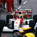 Ayrton Senna (BRA) McLaren MP4/8 celebrates his victory.
Fromula One World Championship, Rd16, Australian Grand Prix, Adelaide, Australia, 7 November 1993.