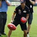 Daniel Ricciardo (AUS) Scuderia Toro Rosso with the Carlton AFL Football Club.
Formula One World Championship, Australian Grand Prix, Rd1, Preparations, Albert Park, Melbourne, Australia, Wednesday 14 March 2012.