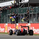 Race winner Daniel Ricciardo (AUS) Red Bull Racing RB10 crosses the line.
Formula One World Championship, Rd12, Belgian Grand Prix, Race Day, Spa-Francorchamps, Belgium, Sunday 24 August 2014.
