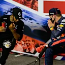 HAMILTON Lewis (gbr), Mercedes AMG F1 GP W11 Hybrid EQ Power+, VERSTAPPEN Max (ned), Aston Martin Red Bull Racing Honda RB16, portrait, press conference during the Emirates Formula 1 70th Anniversary Grand Prix 2020, from August 07 to 09, 2020 on the Silverstone Circuit, in Silverstone, United Kingdom - Photo Xavi Bonilla / DPPI