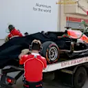 The car of Max Chilton (GBR) Marussia F1 Team MR03 is recovered to the pits. Formula One Testing, Day Three, Bahrain International Circuit, Sakhir, Bahrain, Friday, 21 February 2014 © Sutton Images. No reproduction without permission
