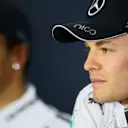 Pole sitter Nico Rosberg (GER) Mercedes AMG F1 in the Press Conference.
Formula One World Championship, Rd3, Bahrain Grand Prix, Qualifying, Bahrain International Circuit, Sakhir, Bahrain, Saturday 5 April 2014. © Sutton Motorsport Images