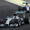 Nico Rosberg (GER) Mercedes AMG F1 W05 leads Lewis Hamilton (GBR) Mercedes AMG F1 W05. Formula One World Championship, Rd18, Brazilian Grand Prix, Race, Sao Paulo, Brazil, Sunday 9 November 2014. © Sutton Motorsport Images