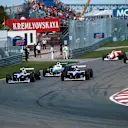 First corner, winner Damon Hill (GBR) Williams FW18 gets the inside line over team mate Jacques Villeneuve (CDN) Williams FW18 at the start of the race.
Canadian Grand Prix, Montreal, 16th June 1996