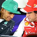 Lewis Hamilton (GBR) Mercedes AMG F1 and Fernando Alonso (ESP) Ferrari in the Press Conference.
Formula One World Championship, Rd4, Chinese Grand Prix, Preparations, Shanghai, China, Thursday 17 April 2014. © Sutton Motorsport Images