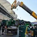 The car of Marcus Ericsson (SWE) Caterham CT05 is returned to the pits. Formula One Testing, Day Four, Bahrain International Circuit, Sakhir, Bahrain, Saturday, 22 February 2014 © Sutton Images. No reproduction without permission