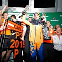 SAO PAULO, BRAZIL - NOVEMBER 17: Carlos Sainz of Spain and McLaren F1 celebrates after later being awarded third place in the F1 Grand Prix of Brazil at Autodromo Jose Carlos Pace on November 17, 2019 in Sao Paulo, Brazil. (Photo by Getty Images/Getty Images)
