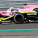 Formula One F1 - British Grand Prix - Silverstone Circuit, Silverstone, Britain - August 2, 2020 Racing Point's Lance Stroll and Renault's Esteban Ocon in action during the race Pool via REUTERS/Andrew Boyers