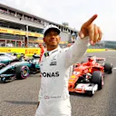 Spa Francorchamps, Belgium. Saturday 26 August 2017. Lewis Hamilton, Mercedes AMG, celebrates earning pole position. World Copyright: Steven Tee/LAT Images ref: Digital Image _R3I0198 © LAT Images email: sales@latimages.com