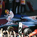 www.sutton-images.com Race winner Lewis Hamilton (GBR) Mercedes-Benz F1 W08 Hybrid celebrates in parc ferme at Formula One World Championship, Rd5, Spanish Grand Prix, Race, Barcelona, Spain, Sunday 14 May 2017. © Sutton Images + 44 1327 352188