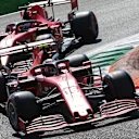 Monaco's Formula One driver Charles Leclerc of Scuderia Ferrari (R) and German Formula One driver Sebastian Vettel of Scuderia Ferrari (L) in action during the qualifying session of the Formula One Grand Prix of Italy at the Monza race track, Monza, Italy 05 September 2020. The 2020 Formula One Grand Prix of Italy will take place on 06 September 2020.

