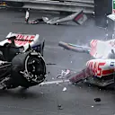 TOPSHOT - Haas F1 Team's German driver Mick Schumacher crashes during the Monaco Formula 1 Grand Prix at the Monaco street circuit in Monaco, on May 29, 2022. (Photo by CHRISTIAN BRUNA / POOL / AFP) (Photo by CHRISTIAN BRUNA/POOL/AFP via Getty Images)