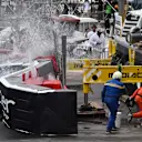 Haas F1 Team's German driver Mick Schumacher crashes during the Monaco Formula 1 Grand Prix at the Monaco street circuit in Monaco, on May 29, 2022. (Photo by CHRISTIAN BRUNA / AFP) (Photo by CHRISTIAN BRUNA/AFP via Getty Images)