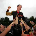 Sebastian Vettel (GER) Scuderia Toro Rosso celebrates with the team.
Formula One World Championship, Rd16, Chinese Grand Prix, Race Day, Shanghai International Circuit, Shanghai, China, Sunday 7 October 2007.
 © © Sutton Motorsport Images