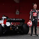 Kevin Magnussen (DEN) Haas VF-18 and Romain Grosjean (FRA) Haas VF-18 at Formula One Testing, Day One, Barcelona, Spain, 26 February 2018. © Sutton Images
