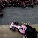 Sergio Perez (MEX) Force India and Esteban Ocon (FRA) Force India F1 unveil the new Force India VJM11 at Formula One Testing, Day One, Barcelona, Spain, 26 February 2018. © Sutton Images