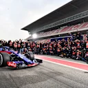 Pierre Gasly (FRA) Scuderia Toro Rosso STR13 and Brendon Hartley (NZL) Scuderia Toro Rosso STR13 with the new Scuderia Toro Rosso STR13 at Formula One Testing, Day One, Barcelona, Spain, 26 February 2018. © Sutton Images