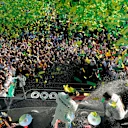 MELBOURNE GRAND PRIX CIRCUIT, AUSTRALIA - MARCH 17: Valtteri Bottas, Mercedes AMG F1, 1st position, celebrates with Champagne on the podium during the Australian GP at Melbourne Grand Prix Circuit on March 17, 2019 in Melbourne Grand Prix Circuit, Australia. (Photo by Steven Tee / LAT Images)