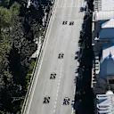 BAKU CITY CIRCUIT, AZERBAIJAN - APRIL 28: Daniil Kvyat, Toro Rosso STR14, leads Kevin Magnussen, Haas VF-19, Nico Hulkenberg, Renault R.S. 19, and Antonio Giovinazzi, Alfa Romeo Racing C38 during the Azerbaijan GP at Baku City Circuit on April 28, 2019 in Baku City Circuit, Azerbaijan. (Photo by Joe Portlock / LAT Images)