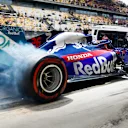 SHANGHAI INTERNATIONAL CIRCUIT, CHINA - APRIL 13: Daniil Kvyat, Toro Rosso STR14, lights up his rears in the pit lane during the Chinese GP at Shanghai International Circuit on April 13, 2019 in Shanghai International Circuit, China. (Photo by Andy Hone / LAT Images)