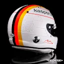 A rear-three-quarters view of Vettel's helmet for this weekend