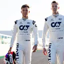 Pierre Gasly of France, Danil Kvyat of Russia and Scuderia AlphaTauri seen during the filming day