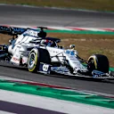 Pierre Gasly of France and Scuderia AlphaTauri performs during the filming day in Misano, Italy on