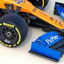The 2019 MCL34 front wing, for comparison